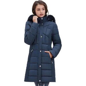 Women's Long Puffer Coat Thickened Winter Coat Warm Puffy Coat w/Detachable Hood